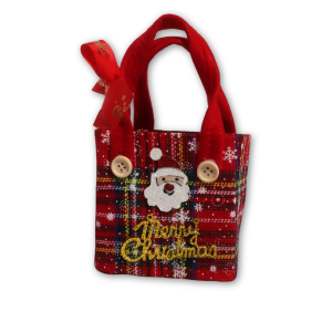 Punguță cadou Crăciun – Merry Christmas, model roșu cu imprimeu