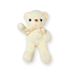 Ursuleț de pluș crem cu fundiță – 20 cm