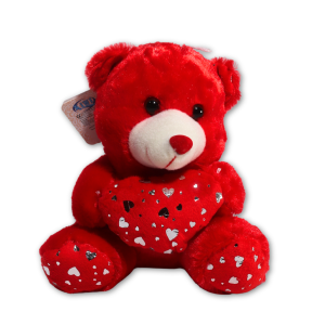 Ursuleț de Pluș Roșu cu Inimă, 20 cm