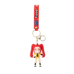 Breloc K-pop cu figurină idol și curea roșie – accesoriu decorativ